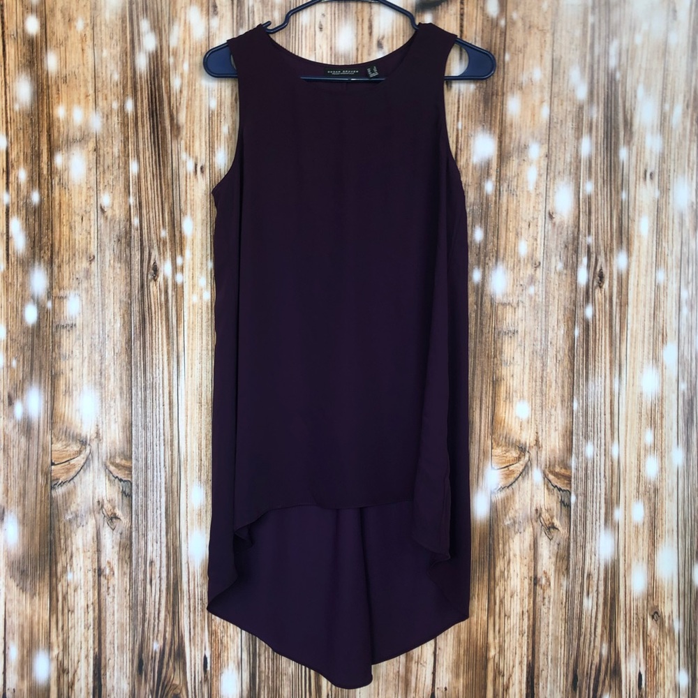 Susan Graver Regular Woven Essentials Purple Sleeveless Hi-Low Hem Tunic